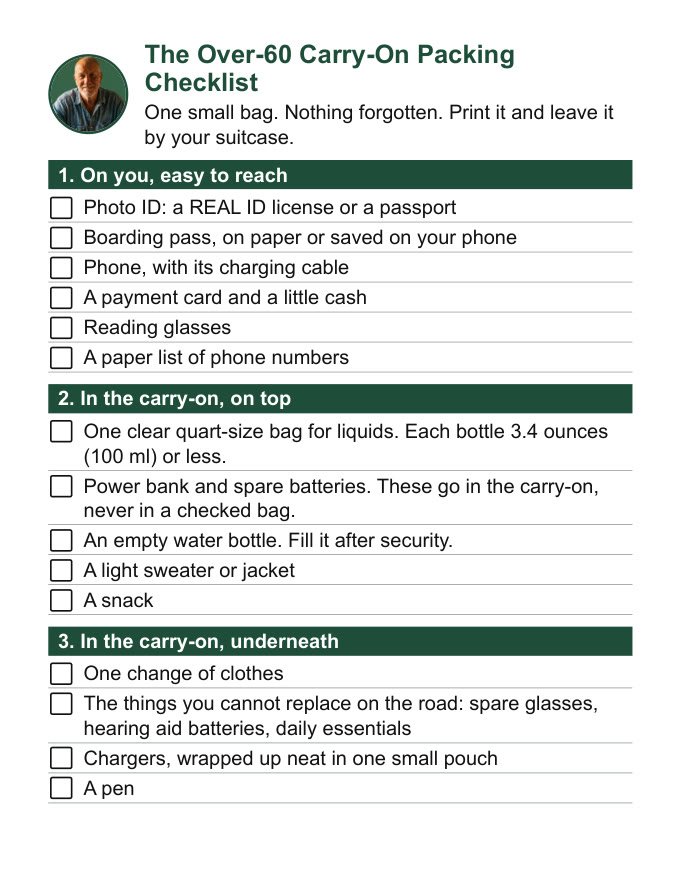 The first page of the checklist