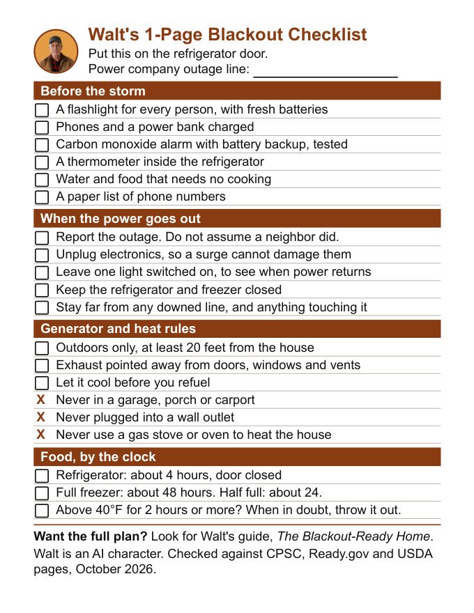 The first page of the checklist
